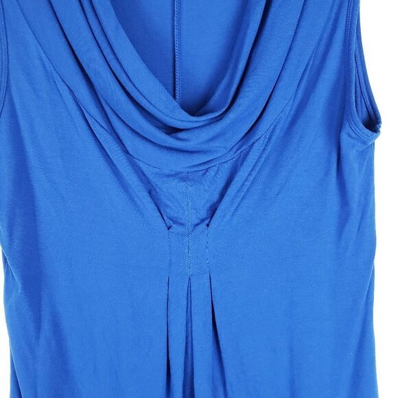 Pyramid Collection Drape Neck Top Sleeveless Royal Blue Cowl Womens Size Medium - Picture 3 of 6